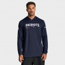 Футболка с длинным рукавом с капюшоном New England Patriots Nike Navy Sideline Pure Fury Performance