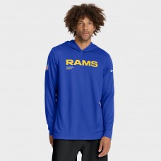 Футболка с длинным рукавом с капюшоном Los Angeles Rams Nike Royal Sideline Pure Fury Performance Футболка с длинным рукавом с капюшоном Los Angeles Rams Nike Royal Sideline Pure Fury Performance