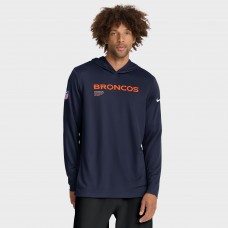Футболка с длинным рукавом с капюшоном Denver Broncos Nike Navy Sideline Pure Fury Performance