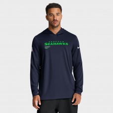 Футболка с длинным рукавом с капюшоном Seattle Seahawks Nike College Navy Sideline Pure Fury Performance