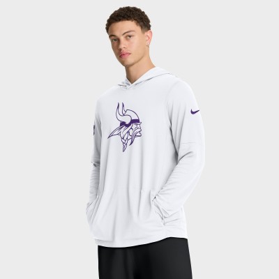 Minnesota Vikings Nike White Sideline Option Read Dri-FIT Long Sleeve Hoodie T-Shirt