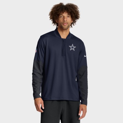 Dallas Cowboys Nike Navy Sideline Dri-FIT Half-Zip Pullover
