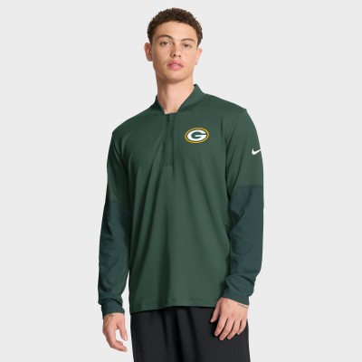 Green Bay Packers Nike Green Sideline Dri-FIT Half-Zip Pullover