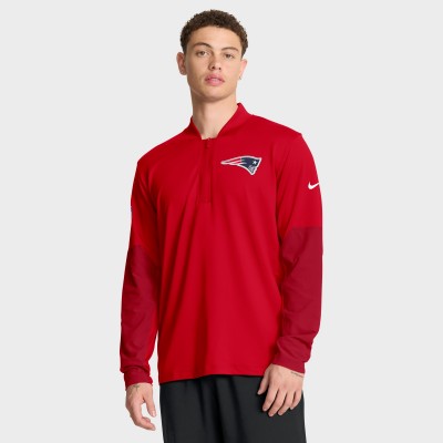 New England Patriots Nike Red Sideline Dri-FIT Half-Zip Pullover
