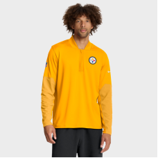 Пуловер Pittsburgh Steelers Nike Gold Sideline Dri-FIT Half-Zip Пуловер Pittsburgh Steelers Nike Gold Sideline Dri-FIT Half-Zip