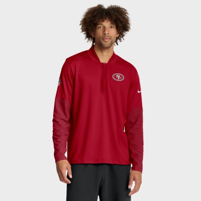 San Francisco 49ers Nike Scarlet Sideline Dri-FIT Half-Zip Pullover