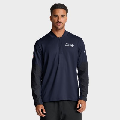 Seattle Seahawks Nike College Navy Sideline Dri-FIT Half-Zip Pullover