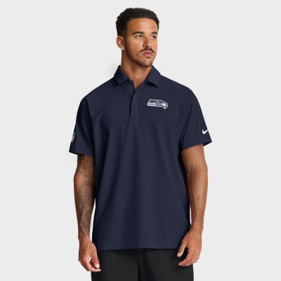 Seattle Seahawks Nike College Navy Sideline Woven Dri-FIT Polo