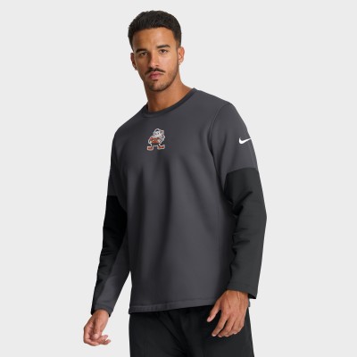 Футболка с длинным рукавом Cleveland Browns Nike Anthracite Sideline Coach Therma-FIT
