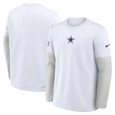 Футболка с длинным рукавом Dallas Cowboys Nike White Sideline Coach Therma-FIT