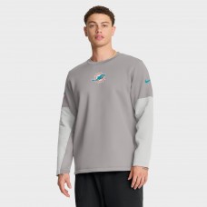 Miami Dolphins Nike Gray Sideline Coach Therma-FIT Long Sleeve T-Shirt