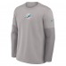 Miami Dolphins Nike Gray Sideline Coach Therma-FIT Long Sleeve T-Shirt