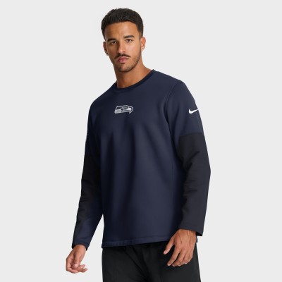 Seattle Seahawks Nike College Navy Sideline Coach Therma-FIT Long Sleeve T-Shirt