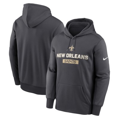 New Orleans Saints Nike Anthracite Toss Sweep Performance Pullover Hoodie