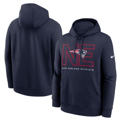 New England Patriots Nike Navy Busted Play Club Fleece Pullover Hoodie