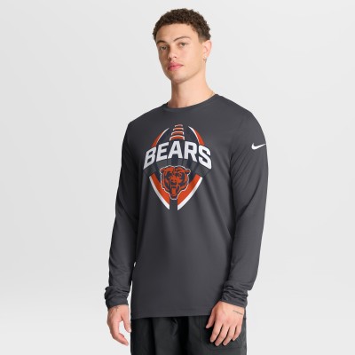 Футболка с длинным рукавом Chicago Bears Nike Anthracite Primetime Legend Icon Performance