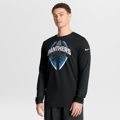 Футболка с длинным рукавом Carolina Panthers Nike Black Primetime Legend Icon Performance