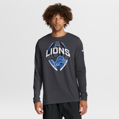 Футболка с длинным рукавом Detroit Lions Nike Anthracite Primetime Legend Icon Performance