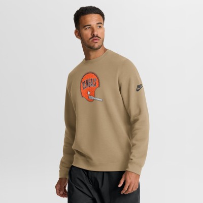 Cincinnati Bengals Nike Tan Swing Pass Rewind Club Pullover Sweatshirt