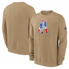 New England Patriots Nike Tan Swing Pass Rewind Club Pullover Sweatshirt