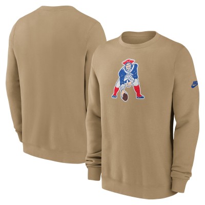 New England Patriots Nike Tan Swing Pass Rewind Club Pullover Sweatshirt