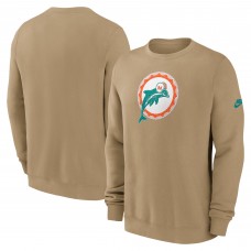 Miami Dolphins Nike Tan Swing Pass Rewind Club Pullover Sweatshirt