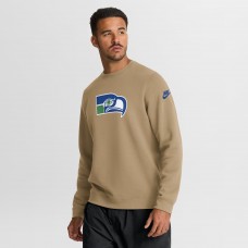 Seattle Seahawks Nike Tan Swing Pass Rewind Club Pullover Sweatshirt