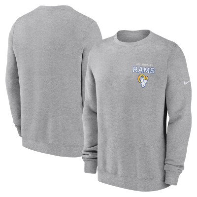 Los Angeles Rams Nike Primetime Club Fleece Pullover Sweatshirt - Heather Gray