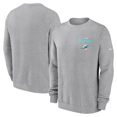 Miami Dolphins Nike Heather Gray Primetime Club Fleece Pullover Sweatshirt