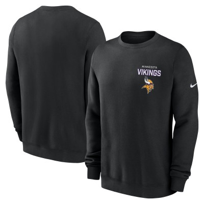 Minnesota Vikings Nike Black Primetime Club Fleece Pullover Sweatshirt