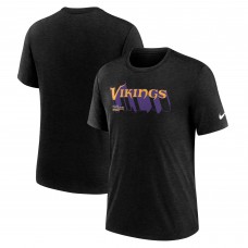 Minnesota Vikings Nike Heather Black Long Pass Tri-Blend T-Shirt