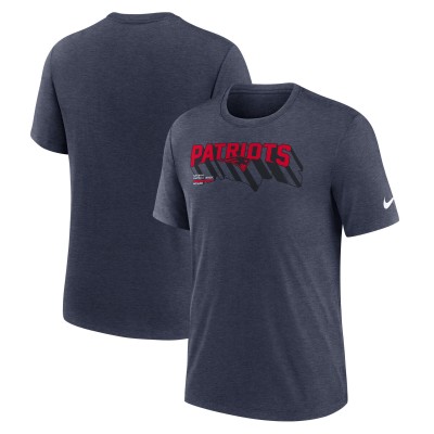 New England Patriots Nike Heather Navy Long Pass Tri-Blend T-Shirt