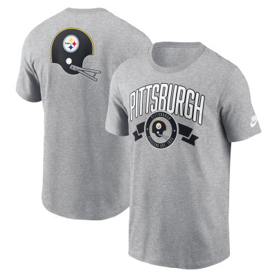 Футболка Pittsburgh Steelers Nike Heather Gray Rewind Front and Back Hit Essential