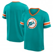 Miami Dolphins Fanatics Aqua Hometown Premium Hashmark V-Neck T-Shirt
