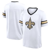 New Orleans Saints Fanatics White Redzone Hashmark V-Neck T-Shirt