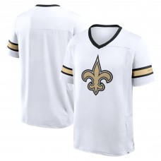 New Orleans Saints Fanatics White Redzone Hashmark V-Neck T-Shirt