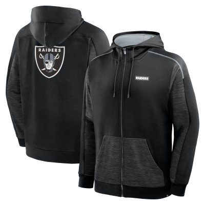 Las Vegas Raiders Fanatics Black Checkdown Pass Full-Zip Hoodie