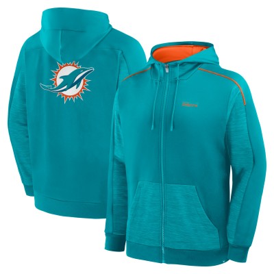 Miami Dolphins Fanatics Aqua Checkdown Pass Full-Zip Hoodie