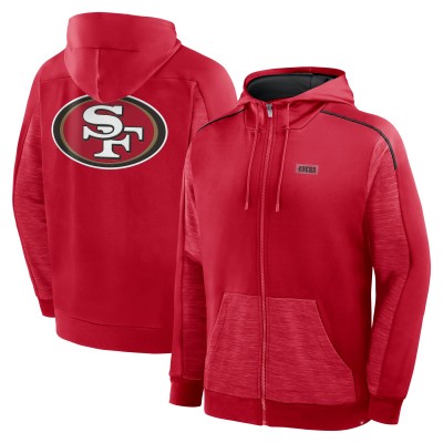 San Francisco 49ers Fanatics Scarlet Checkdown Pass Full-Zip Hoodie