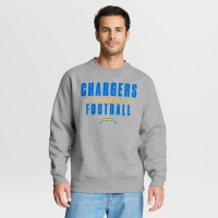 Los Angeles Chargers Fanatics Heather Gray Powerful Throw Legacy Pullover Sweatshirt