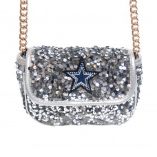 WoDallas Cowboys Cuce Silver Sequin Crossbody Bag