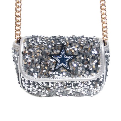 WoDallas Cowboys Cuce Silver Sequin Crossbody Bag
