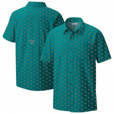 Jacksonville Jaguars Columbia Teal Super Slack Tide Omni-Wick Micro Print Button-Up Shirt