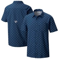 Seattle Seahawks Columbia College Navy Super Slack Tide Omni-Wick Micro Print Button-Up Shirt