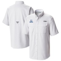Indianapolis Colts Columbia White Low Drag Offshore Omni-Wick Button-Up Shirt