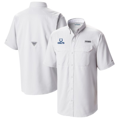 Indianapolis Colts Columbia White Low Drag Offshore Omni-Wick Button-Up Shirt