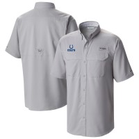 Indianapolis Colts Columbia Gray Low Drag Offshore Omni-Wick Button-Up Shirt
