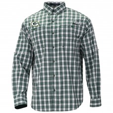 Green Bay Packers Columbia Green Super Slack Tide Long Sleeve Button-Up