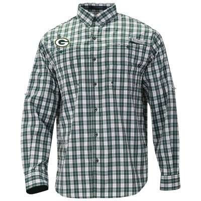 Green Bay Packers Columbia Green Super Slack Tide Long Sleeve Button-Up