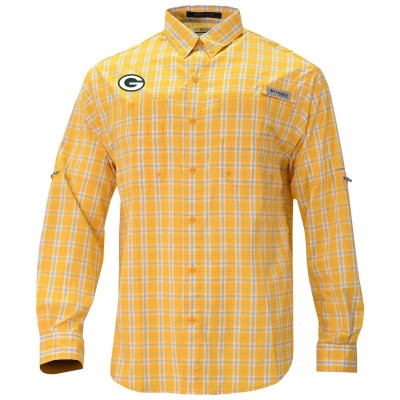 Green Bay Packers Columbia Gold Super Slack Tide Long Sleeve Button-Up